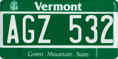 VT license plate AGZ532