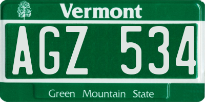 VT license plate AGZ534