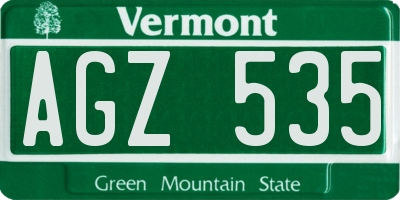 VT license plate AGZ535