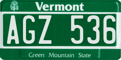 VT license plate AGZ536