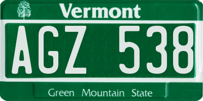 VT license plate AGZ538