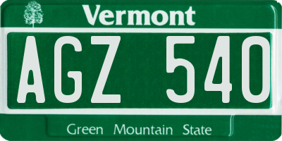 VT license plate AGZ540