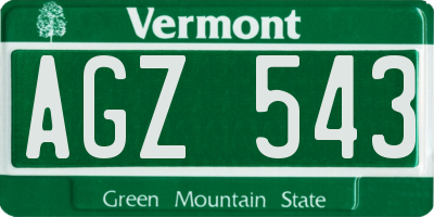 VT license plate AGZ543
