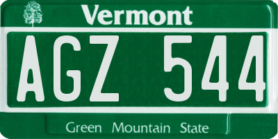 VT license plate AGZ544