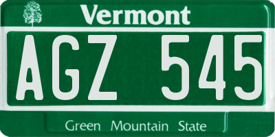 VT license plate AGZ545