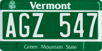VT license plate AGZ547