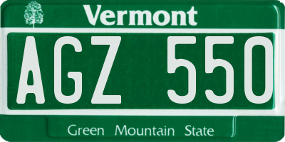 VT license plate AGZ550