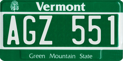 VT license plate AGZ551
