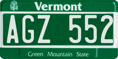 VT license plate AGZ552