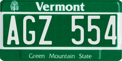 VT license plate AGZ554