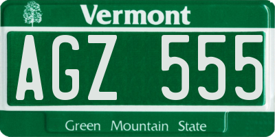 VT license plate AGZ555