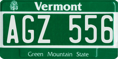 VT license plate AGZ556