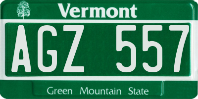 VT license plate AGZ557
