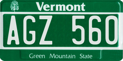 VT license plate AGZ560