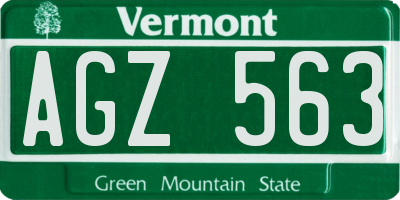 VT license plate AGZ563