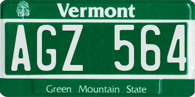 VT license plate AGZ564
