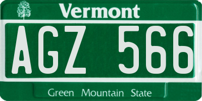 VT license plate AGZ566