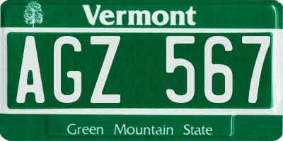 VT license plate AGZ567