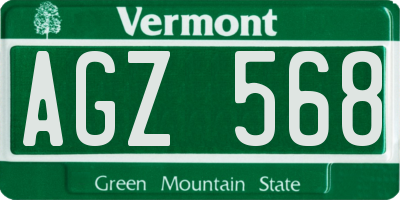 VT license plate AGZ568