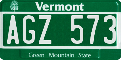 VT license plate AGZ573