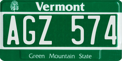 VT license plate AGZ574