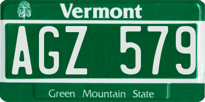 VT license plate AGZ579
