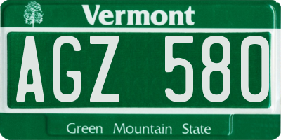 VT license plate AGZ580