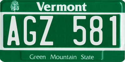 VT license plate AGZ581