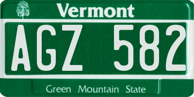VT license plate AGZ582