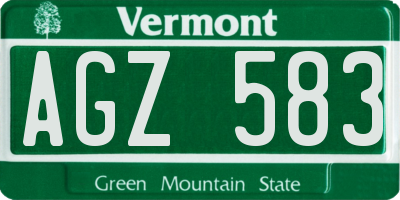 VT license plate AGZ583