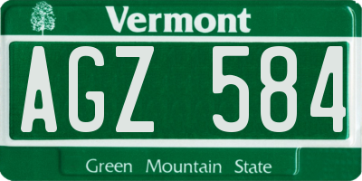 VT license plate AGZ584
