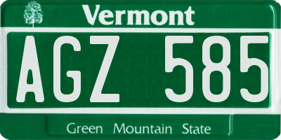 VT license plate AGZ585