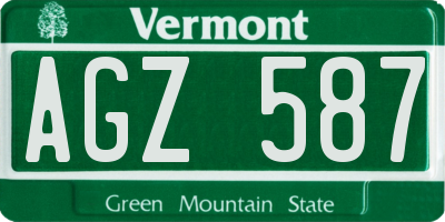 VT license plate AGZ587