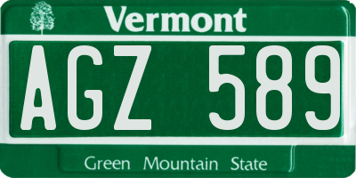 VT license plate AGZ589