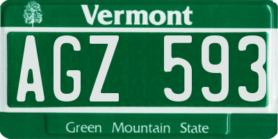 VT license plate AGZ593