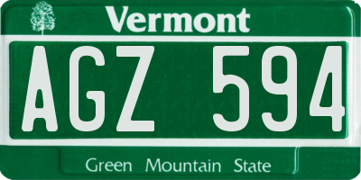 VT license plate AGZ594