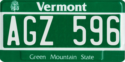 VT license plate AGZ596