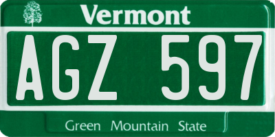 VT license plate AGZ597