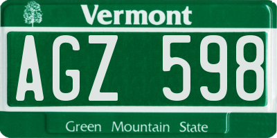 VT license plate AGZ598