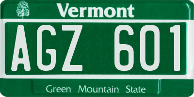 VT license plate AGZ601
