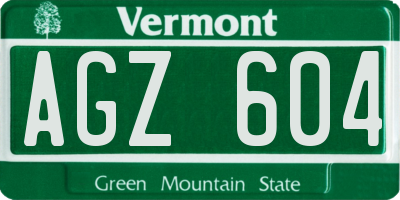 VT license plate AGZ604