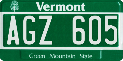 VT license plate AGZ605