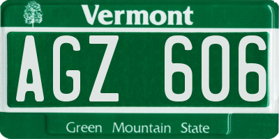 VT license plate AGZ606
