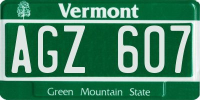 VT license plate AGZ607