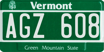 VT license plate AGZ608
