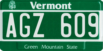VT license plate AGZ609