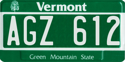 VT license plate AGZ612