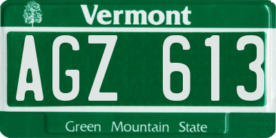 VT license plate AGZ613