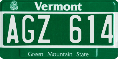 VT license plate AGZ614