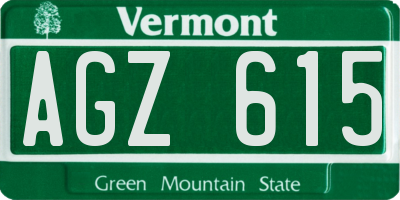 VT license plate AGZ615
